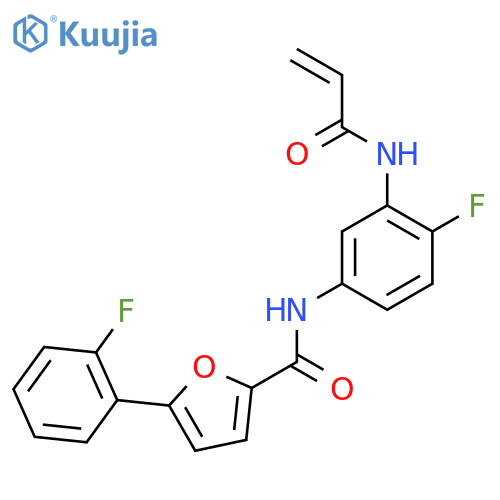 N-[4-fluoro-3-(prop-2-enamido)phenyl]-5-(2-fluorophenyl)furan-2-carboxamide structure