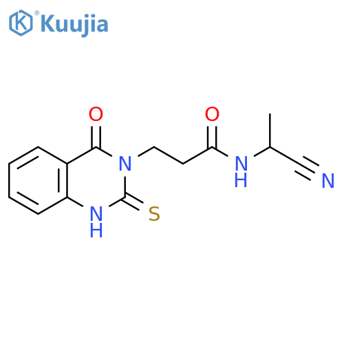 N-(1-Cyanoethyl)-1,4-dihydro-4-oxo-2-thioxo-3(2H)-quinazolinepropanamide structure
