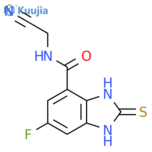 N-(cyanomethyl)-5-fluoro-2-sulfanyl-1H-1,3-benzodiazole-7-carboxamide structure
