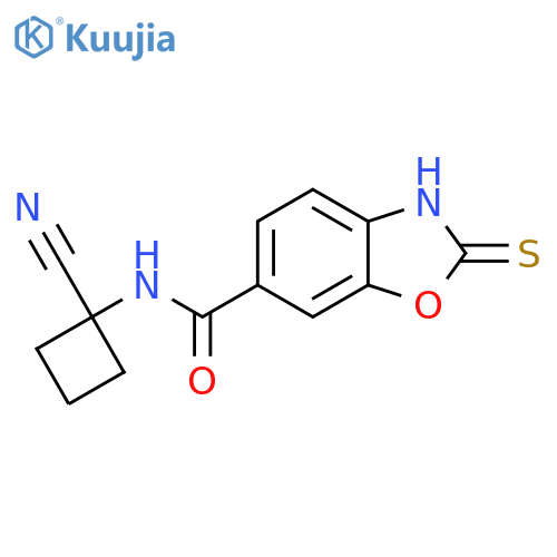 N-(1-cyanocyclobutyl)-2-sulfanyl-1,3-benzoxazole-6-carboxamide structure