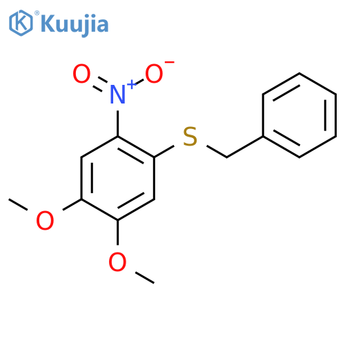 Benzene, 1,2-dimethoxy-4-nitro-5-[(phenylmethyl)thio]- structure