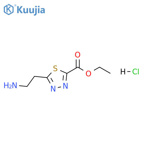 1,3,4-Thiadiazole-2-carboxylic acid, 5-(2-aminoethyl)-, ethyl ester, hydrochloride (1:1) structure