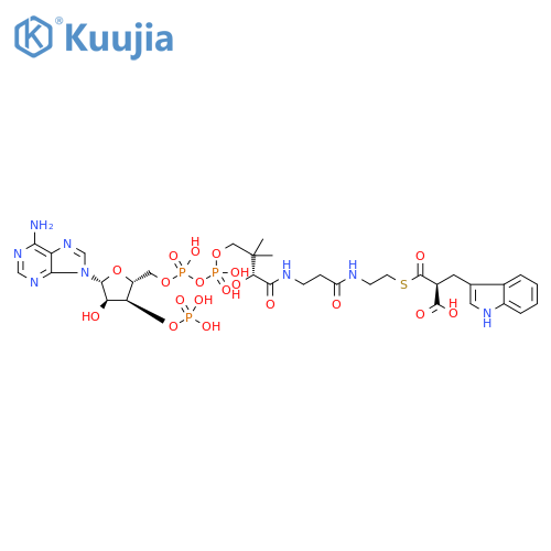Coenzyme A, S-[hydrogen (2S)-2-(1H-indol-3-yl)propanedioate] structure