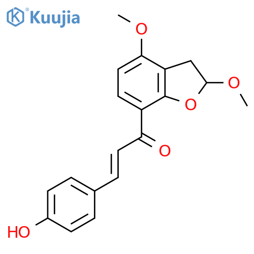 1-(4-Methoxy-7-benzofuranyl)-3-(4-hydroxyphenyl)-2-propen-1-one; (E)-form, 2',3'-Dihydro, 2'-methoxy structure