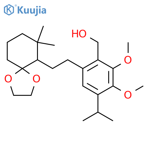 Benzenemethanol,6-[2-(7,7-dimethyl-1,4-dioxaspiro[4.5]dec-6-yl)ethyl]-2,3-dimethoxy-4-(1-methylethyl)- structure