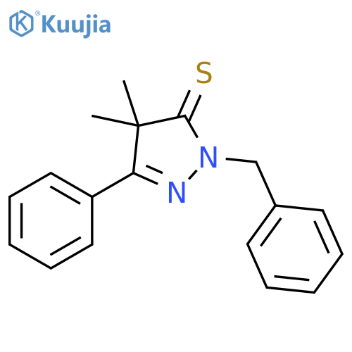 3H-Pyrazole-3-thione,2,4-dihydro-4,4-dimethyl-5-phenyl-2-(phenylmethyl)- structure
