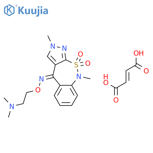 2H-Pyrazolo(3,4-c)(2,1)benzothiazepin-4(9H)-one, 9-dimethyl-, O-(2-(dimethylamino)ethyl)oxime,10,10-dioxide, (Z)-2-butenedioate (1:1) structure
