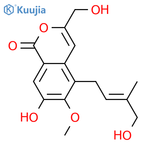 6,7-Dihydroxy-3-(hydroxymethyl)-5-(3-methyl-2-butenyl)-1H-2-benzopyran-1-one; 4'-Hydroxy, 6-Me ether structure