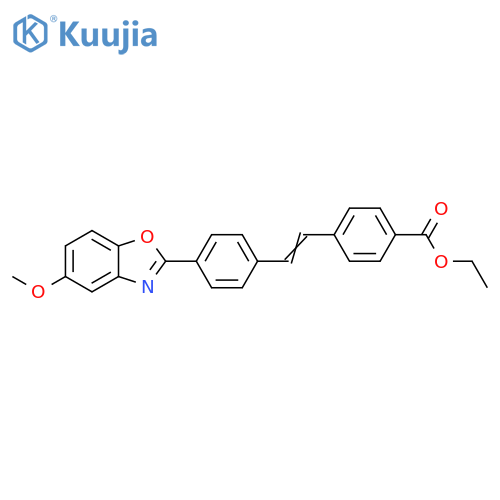 Benzoic acid, 4-[2-[4-(5-methoxy-2-benzoxazolyl)phenyl]ethenyl]-, ethylester structure