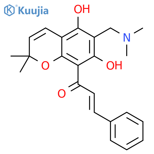 2-Propen-1-one, 1-[6-[(dimethylamino)methyl]-5,7-dihydroxy-2,2-dimethyl-2H-1-benzopyran-8-yl]-3-phenyl-, (2E)- structure