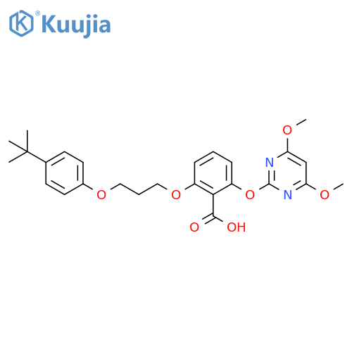 Benzoic acid,2-[(4,6-dimethoxy-2-pyrimidinyl)oxy]-6-[3-[4-(1,1-dimethylethyl)phenoxy]propoxy]- structure