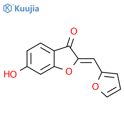 (2Z)-2-(2-furylmethylene)-6-hydroxy-1-benzofuran-3(2H)-one structure