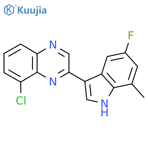 8-chloro-2-(5-fluoro-7-methyl-1H-indol-3-yl)quinoxaline structure