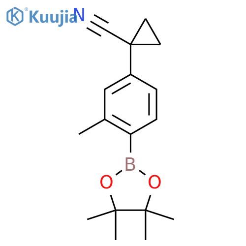 1-[3-methyl-4-(4,4,5,5-tetramethyl-1,3,2-dioxaborolan-2-yl)phenyl]cyclopropanecarbonitrile structure