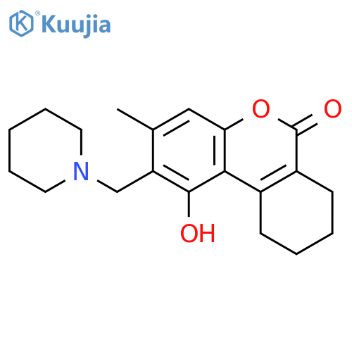 1-hydroxy-3-methyl-2-(piperidin-1-ylmethyl)-7,8,9,10-tetrahydrobenzo[c]chromen-6-one structure
