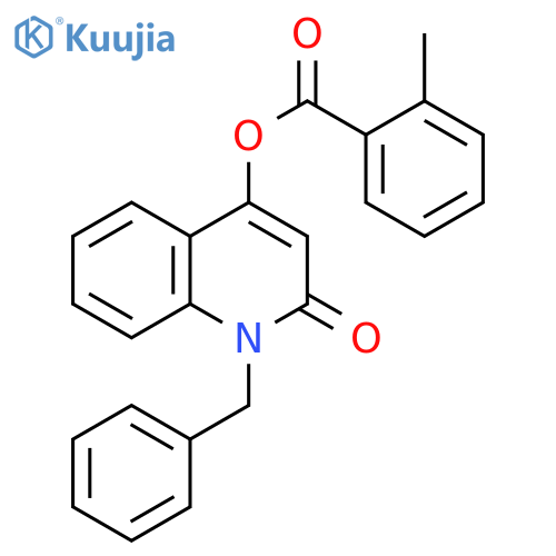 Benzoic acid, 2-methyl-, 1,2-dihydro-2-oxo-1-(phenylmethyl)-4-quinolinylester structure