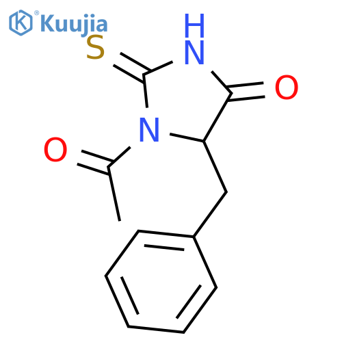 4-Imidazolidinone, 1-acetyl-5-(phenylmethyl)-2-thioxo-, (5S)- structure