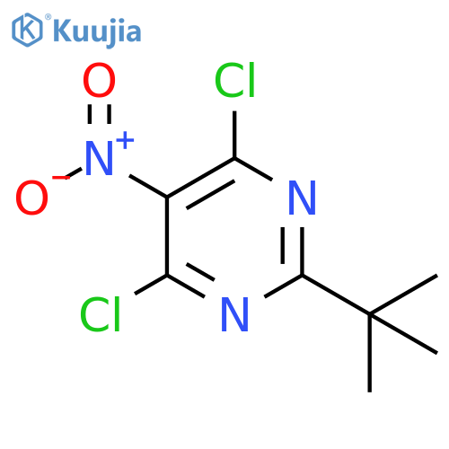 Pyrimidine, 4,6-dichloro-2-(1,1-dimethylethyl)-5-nitro- structure