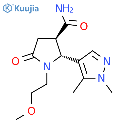 (2R,3R)-2-(1,5-dimethyl-1H-pyrazol-4-yl)-1-(2-methoxyethyl)-5-oxopyrrolidine-3-carboxamide structure