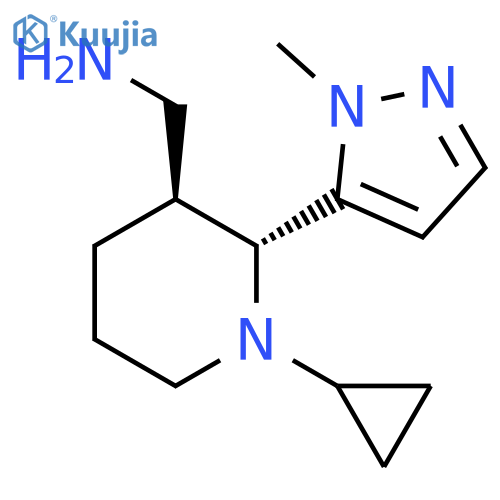 3-Piperidinemethanamine, 1-cyclopropyl-2-(1-methyl-1H-pyrazol-5-yl)-, (2R,3S)- structure
