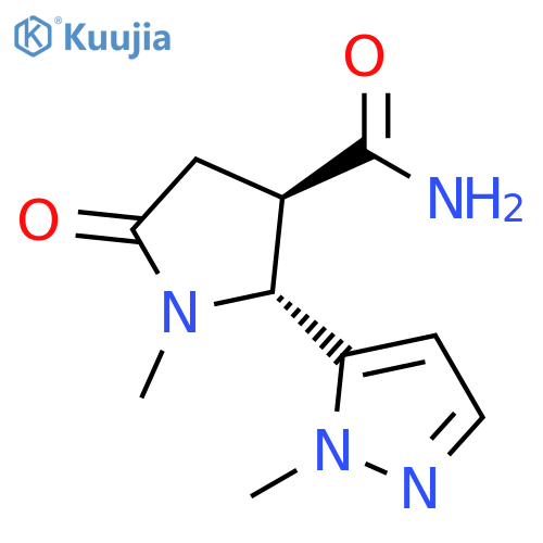 3-Pyrrolidinecarboxamide, 1-methyl-2-(1-methyl-1H-pyrazol-5-yl)-5-oxo-, (2R,3R)- structure
