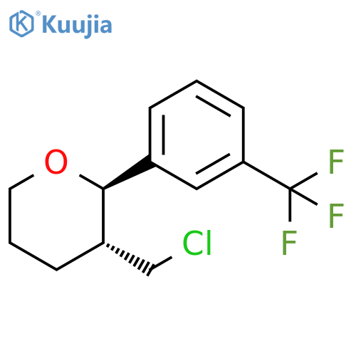 trans-3-(chloromethyl)-2-[3-(trifluoromethyl)phenyl]oxane structure