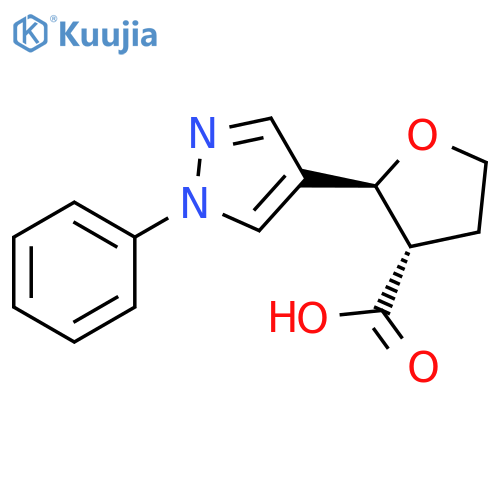 (2S,3S)-2-(1-phenyl-1H-pyrazol-4-yl)oxolane-3-carboxylic acid structure