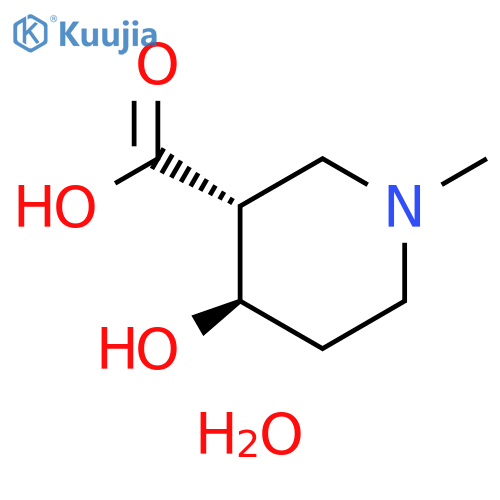 rac-(3R,4R)-4-hydroxy-1-methyl-3-piperidinecarboxylic acid hydrate structure
