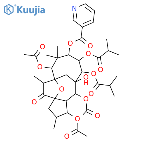 12,17-Cyclo-12,15-epoxy-3,5,6,7,8,9,11-heptahydroxy-14-jatrophanone; (2β,3β,5α,6α,7β,8α,9α,11β,12β,13α,15β)-form, 9-O-(3-Pyridinecarbonyl), 7,8-bis-O-(2-methylpropanoyl), 3,5,11-tri-Ac structure