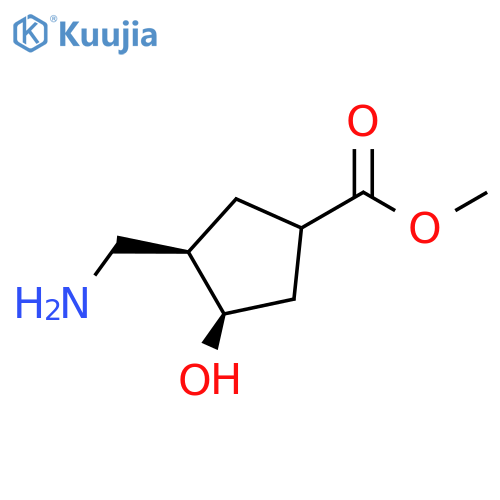 Cyclopentanecarboxylic acid, 3-(aminomethyl)-4-hydroxy-, methyl ester, (3R,4R)- structure