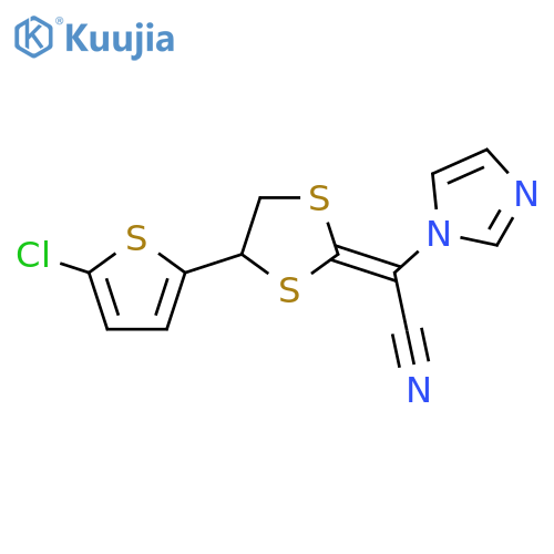 (2E)-2-[4-(5-Chlorothiophen-2-yl)-1,3-dithiolan-2-ylidene]-2-imidazol-1-ylacetonitrile structure