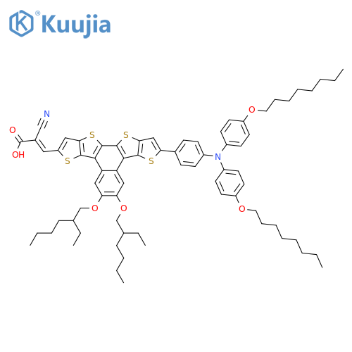 2-Propenoic acid, 3-[9-[4-[bis[4-(octyloxy)phenyl]amino]phenyl]-5,6-bis[(2-ethylhexyl)oxy]dithieno[2,3-d:2',3'-d']naphtho[2,1-b:3,4-b']dithien-2-yl]-2-cyano- structure