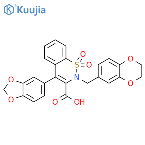 2H-1,2-Benzothiazine-3-carboxylic acid,4-(1,3-benzodioxol-5-yl)-2-[(2,3-dihydro-1,4-benzodioxin-6-yl)methyl]-,1,1-dioxide structure
