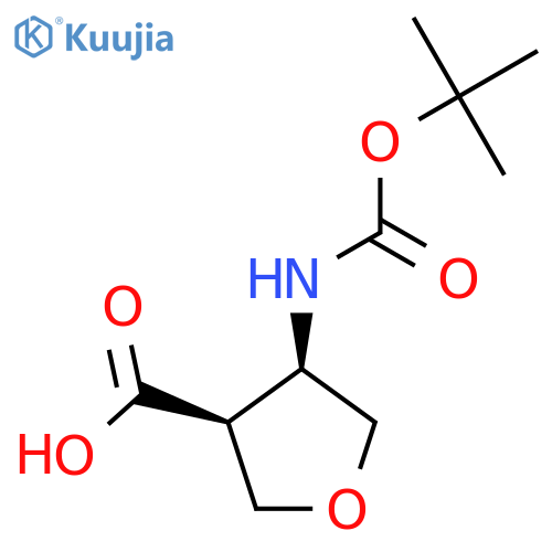 (3S,4R)-4-{[(tert-butoxy)carbonyl]amino}oxolane-3-carboxylic acid structure