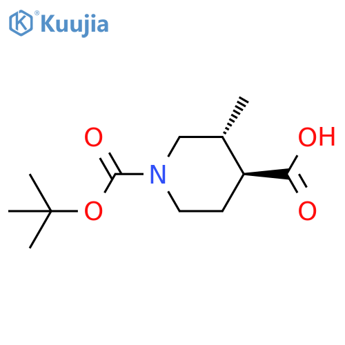 (3R,4S)-1-[(tert-butoxy)carbonyl]-3-methylpiperidine-4-carboxylic acid structure