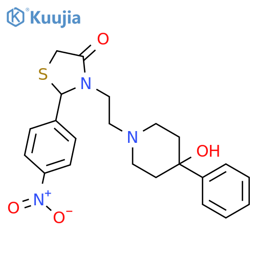 4-Thiazolidinone,3-[2-(4-hydroxy-4-phenyl-1-piperidinyl)ethyl]-2-(4-nitrophenyl)- structure
