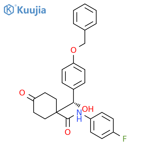 (S)-N-(4-Fluorophenyl)-1-hydroxy4-(phenylmethoxy)phenylmethyl-4-oxo-cyclohexanecarboxamide structure