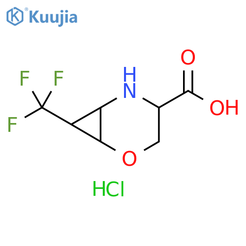 2-Oxa-5-azabicyclo[4.1.0]heptane-4-carboxylic acid, 7-(trifluoromethyl)-, hydrochloride (1:1) structure