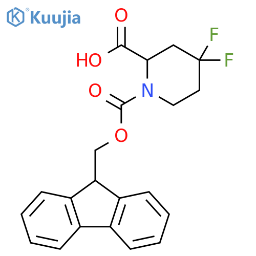 1,2-Piperidinedicarboxylic acid, 4,4-difluoro-, 1-(9H-fluoren-9-ylmethyl) ester structure