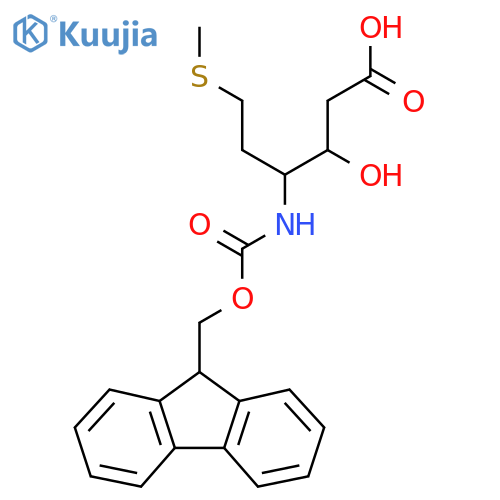 4-({[(9H-fluoren-9-yl)methoxy]carbonyl}amino)-3-hydroxy-6-(methylsulfanyl)hexanoic acid structure