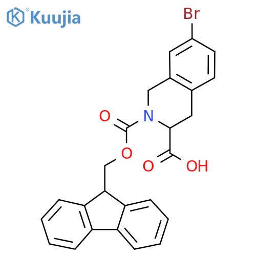 7-bromo-2-{[(9H-fluoren-9-yl)methoxy]carbonyl}-1,2,3,4-tetrahydroisoquinoline-3-carboxylic acid structure
