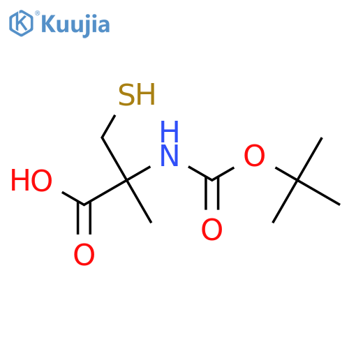 2-{[(Tert-butoxy)carbonyl]amino}-2-methyl-3-sulfanylpropanoic acid structure