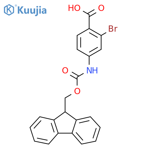 4-((((9H-Fluoren-9-yl)methoxy)carbonyl)amino)-2-bromobenzoic acid structure