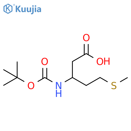 3-[(2-methylpropan-2-yl)oxycarbonylamino]-5-methylsulfanylpentanoic acid structure