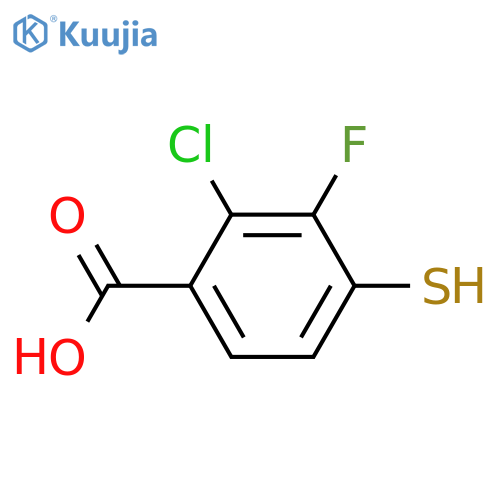 2-chloro-3-fluoro-4-sulfanylbenzoic acid structure