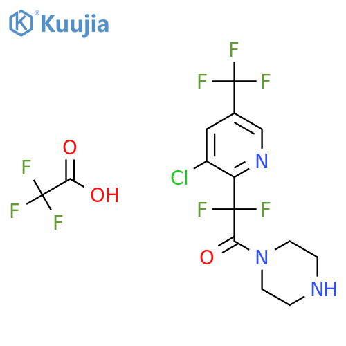 2-3-Chloro-5-(trifluoromethyl)pyridin-2-yl-2,2-difluoro-1-(piperazin-1-yl)ethan-1-one; trifluoroacetic acid structure