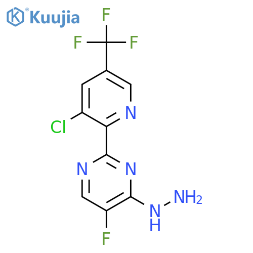 2-(3-Chloro-5-(trifluoromethyl)pyridin-2-yl)-5-fluoro-4-hydrazinylpyrimidine structure
