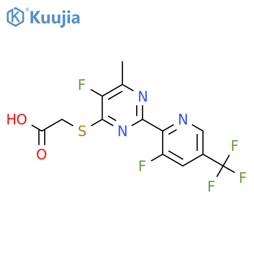 2-((5-Fluoro-2-(3-fluoro-5-(trifluoromethyl)pyridin-2-yl)-6-methylpyrimidin-4-yl)thio)acetic acid structure