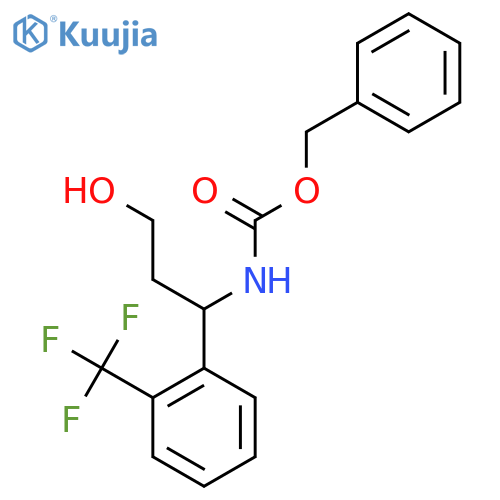 benzyl N-{3-hydroxy-1-[2-(trifluoromethyl)phenyl]propyl}carbamate structure