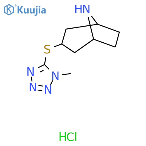3-[(1-methyl-1H-1,2,3,4-tetrazol-5-yl)sulfanyl]-8-azabicyclo[3.2.1]octane hydrochloride structure